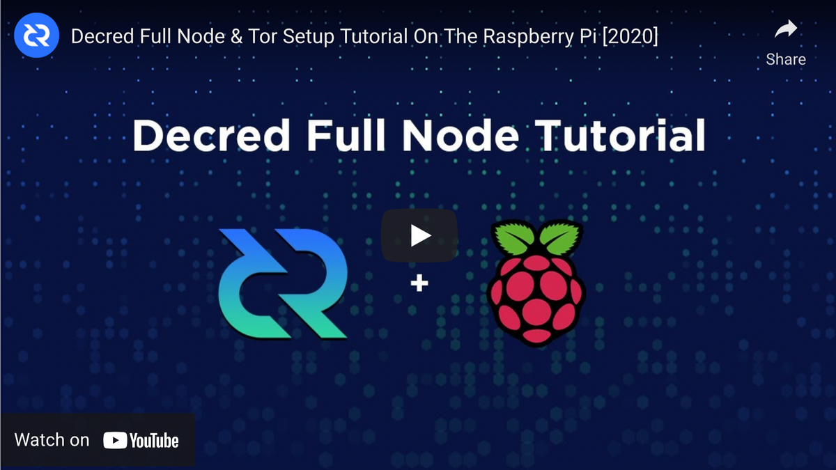 Decred Full Node & Tor Setup Tutorial On The Raspberry Pi [2020]