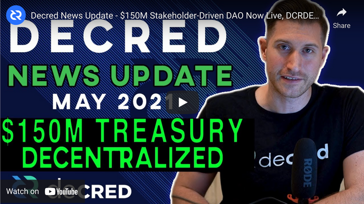 Decred News Update - $150M Stakeholder-Driven DAO Now Live, DCRDEX Coming To Wallet, v1.6.2 & More